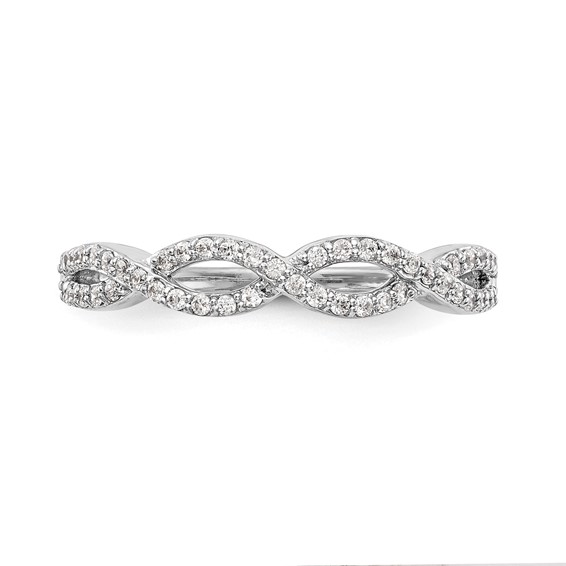 14K White Gold Twist Design (Holds 50-1.0mm Round) Diamond Band Mounting
