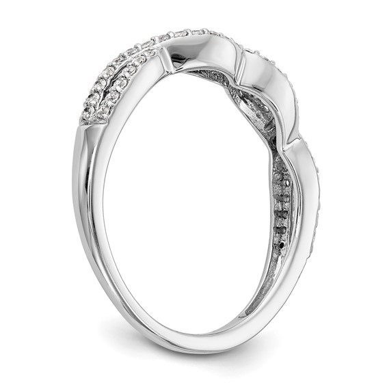 14K White Gold Twist Design (Holds 50-1.0mm Round) Diamond Band Mounting