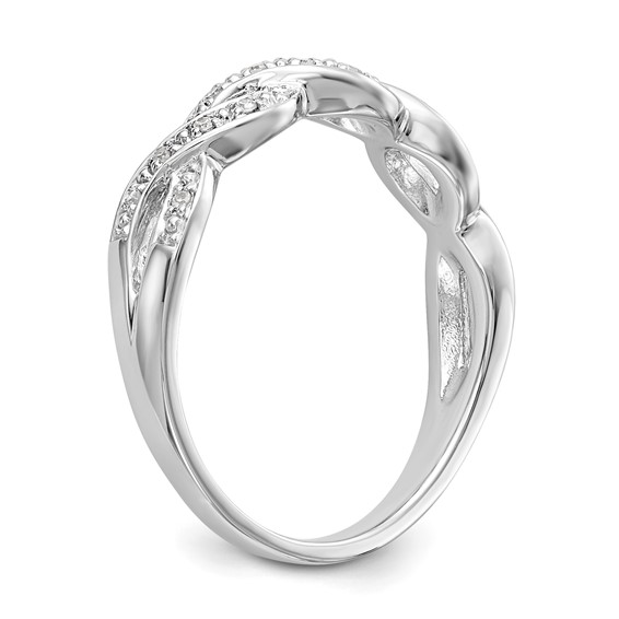 14K White Gold Twist Design (Holds 24-0.9mm Round) Diamond Band Mounting