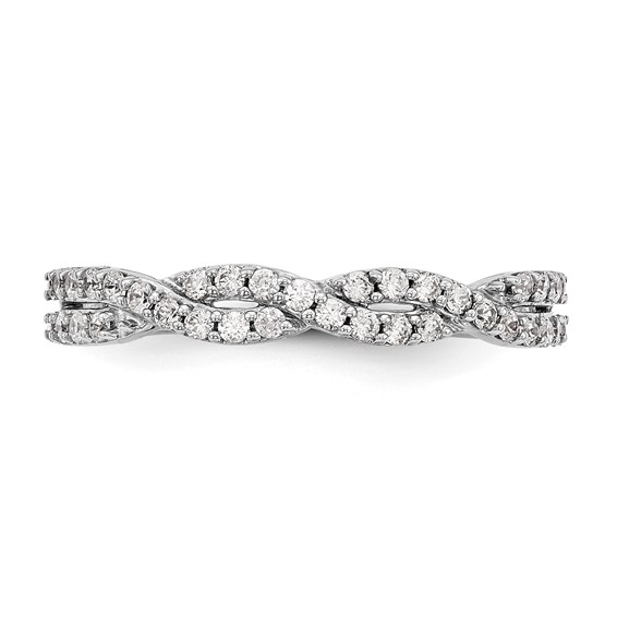 14K White Gold Twist Design (Holds 36-1.3mm Round) Diamond Band Mounting