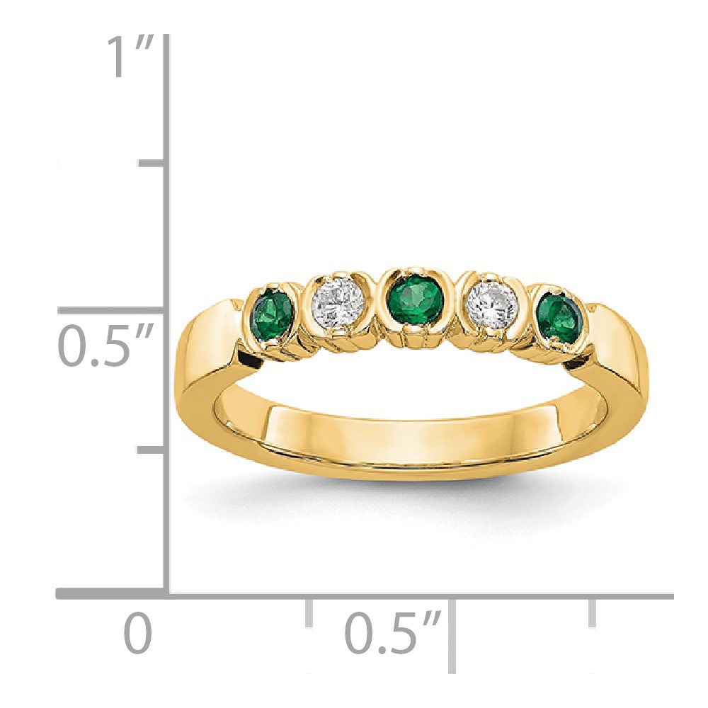 14k Yellow Gold 1/10 carat Diamond and Emerald Complete Band (RM3395B-EM-010-YAA)