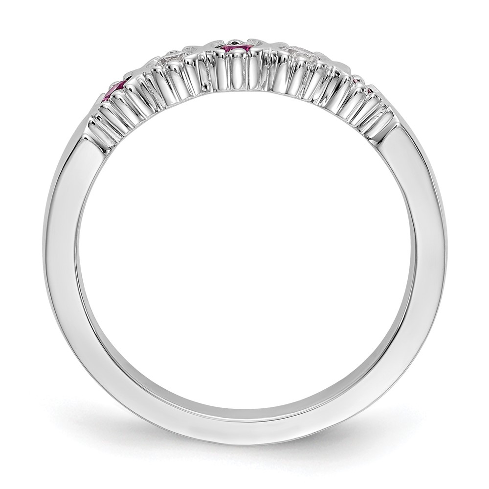 14k White Gold 1/10 carat Diamond and Ruby Complete Band (RM3395B-RU-010-WAA)