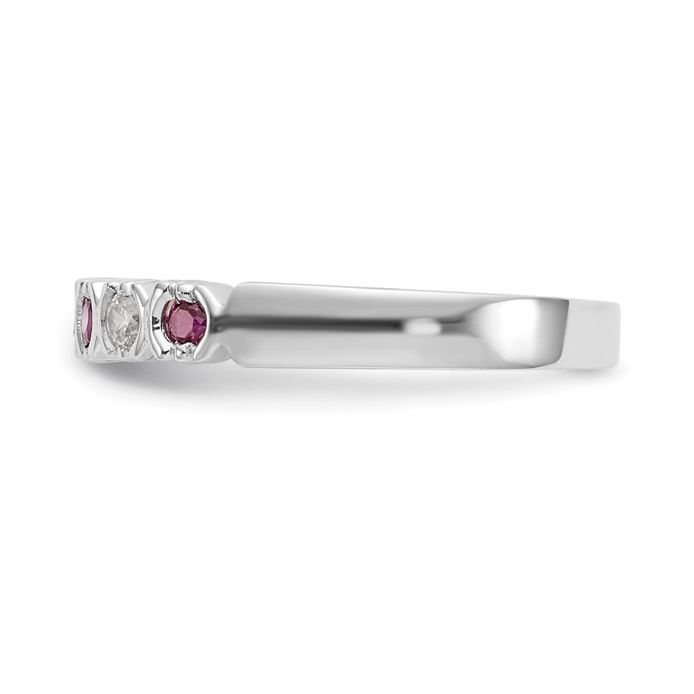 14k White Gold 1/10 carat Diamond and Ruby Complete Band (RM3395B-RU-010-WAA)