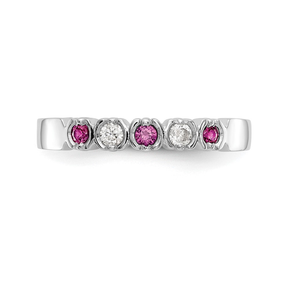 14k White Gold 1/10 carat Diamond and Ruby Complete Band (RM3395B-RU-010-WAA)
