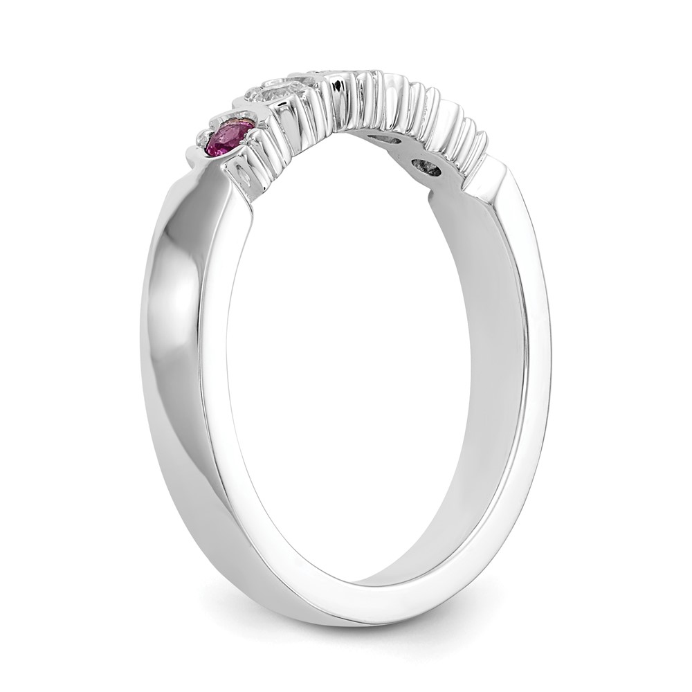 14k White Gold 1/10 carat Diamond and Ruby Complete Band (RM3395B-RU-010-WAA)