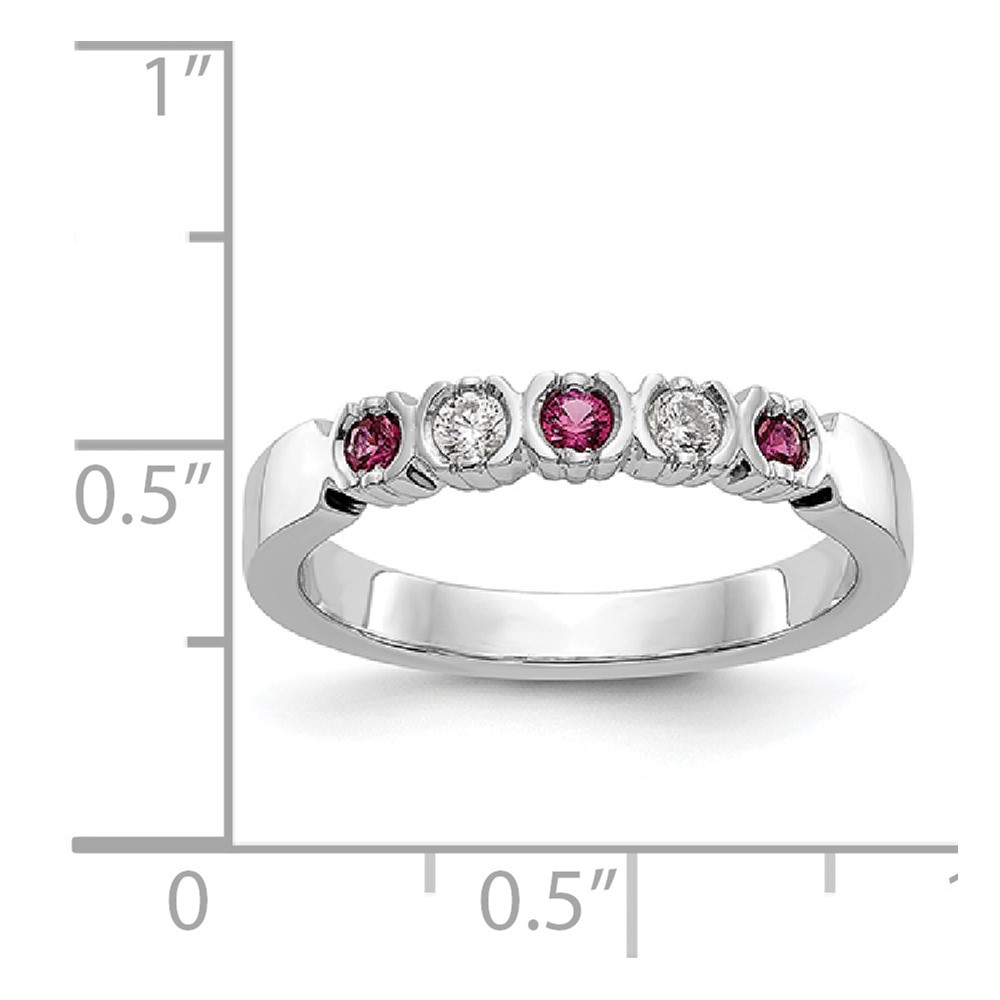 14k White Gold 1/10 carat Diamond and Ruby Complete Band (RM3395B-RU-010-WAA)