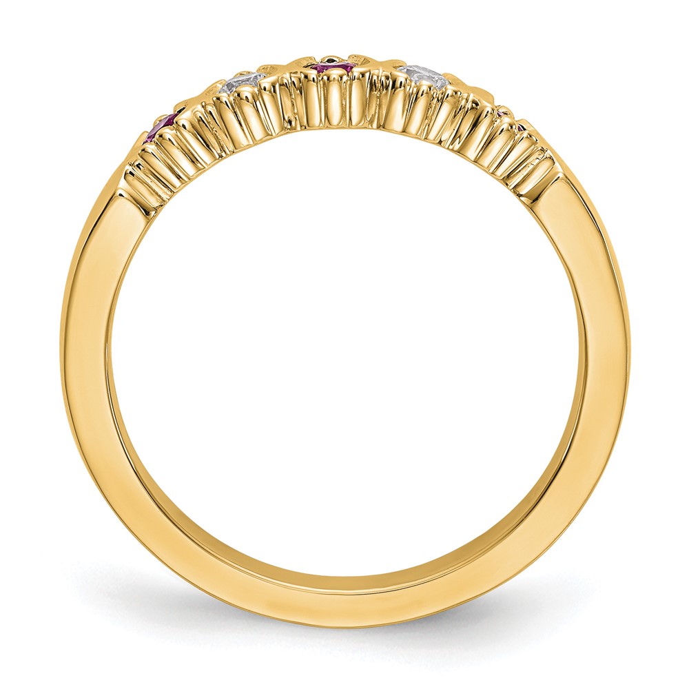 14k Yellow Gold 1/10 carat Diamond and Ruby Complete Band (RM3395B-RU-010-YAA)