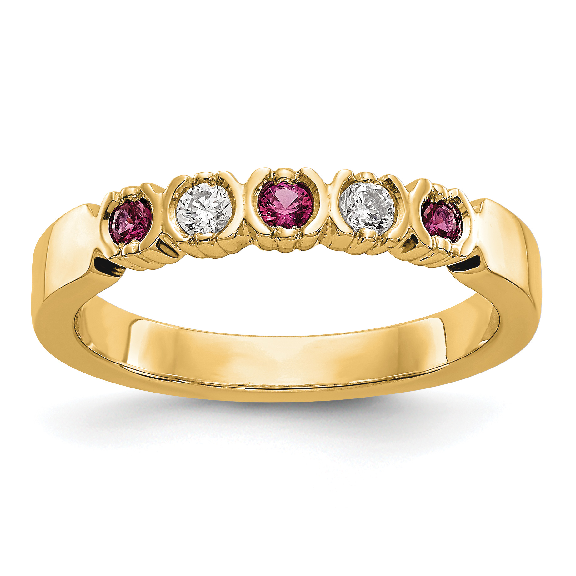 14k Yellow Gold 1/10 carat Diamond and Ruby Complete Band (RM3395B-RU-010-YAA)