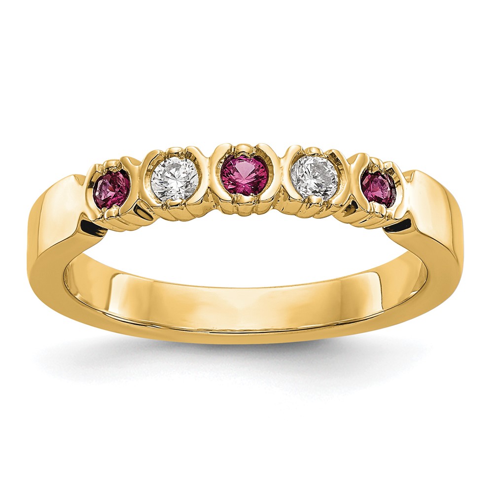14k Yellow Gold 1/10 carat Diamond and Ruby Complete Band (RM3395B-RU-010-YAA)