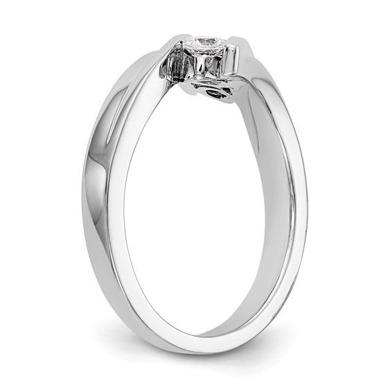 14K White Gold 3-Stone Bypass 1/3 carat Complete Diamond Ring