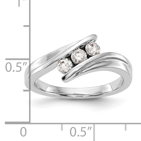 14K White Gold 3-Stone Bypass 1/3 carat Complete Diamond Ring