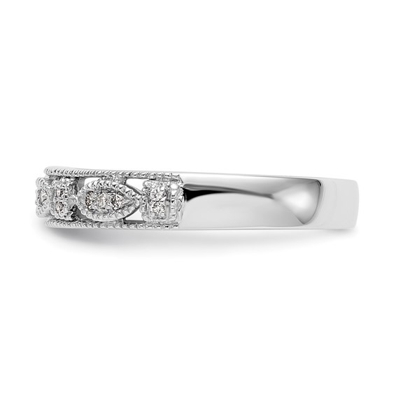 14K White Gold 1/10 carat Diamond Complete Wedding Band