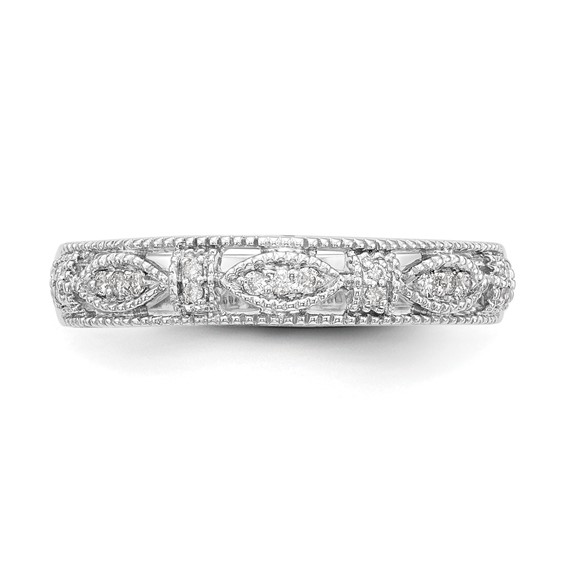 14K White Gold 1/10 carat Diamond Complete Wedding Band
