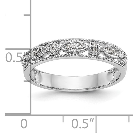 14K White Gold 1/10 carat Diamond Complete Wedding Band