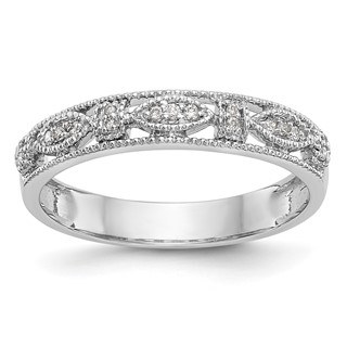 14K White Gold 1/10 carat Diamond Complete Wedding Band