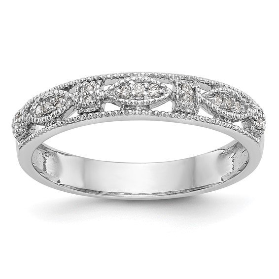 14K White Gold 1/10 carat Diamond Complete Wedding Band