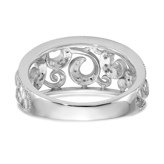 14K White Gold Swirled 1/6 carat Complete Diamond Band