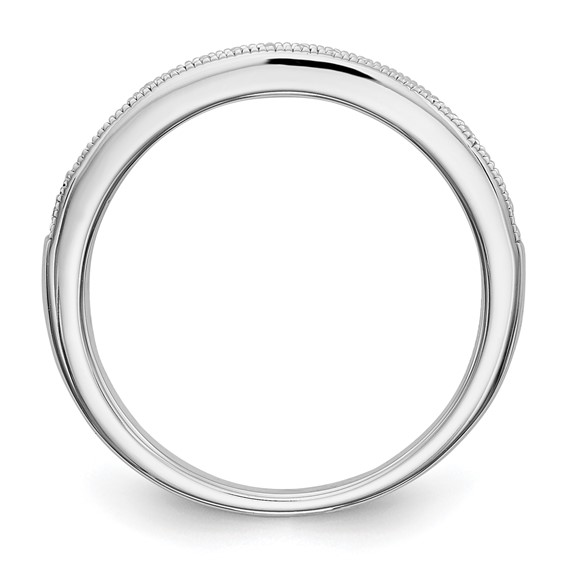 14k White Gold 1/10 carat Diamond and Blue Sapphire Complete Band