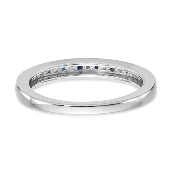 14k White Gold 1/10 carat Diamond and Blue Sapphire Complete Band