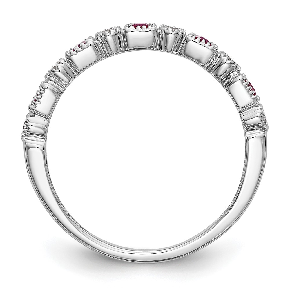 14k White Gold 1/10 carat Diamond and Ruby Complete Band (RM3450B-RU-010-WAA)