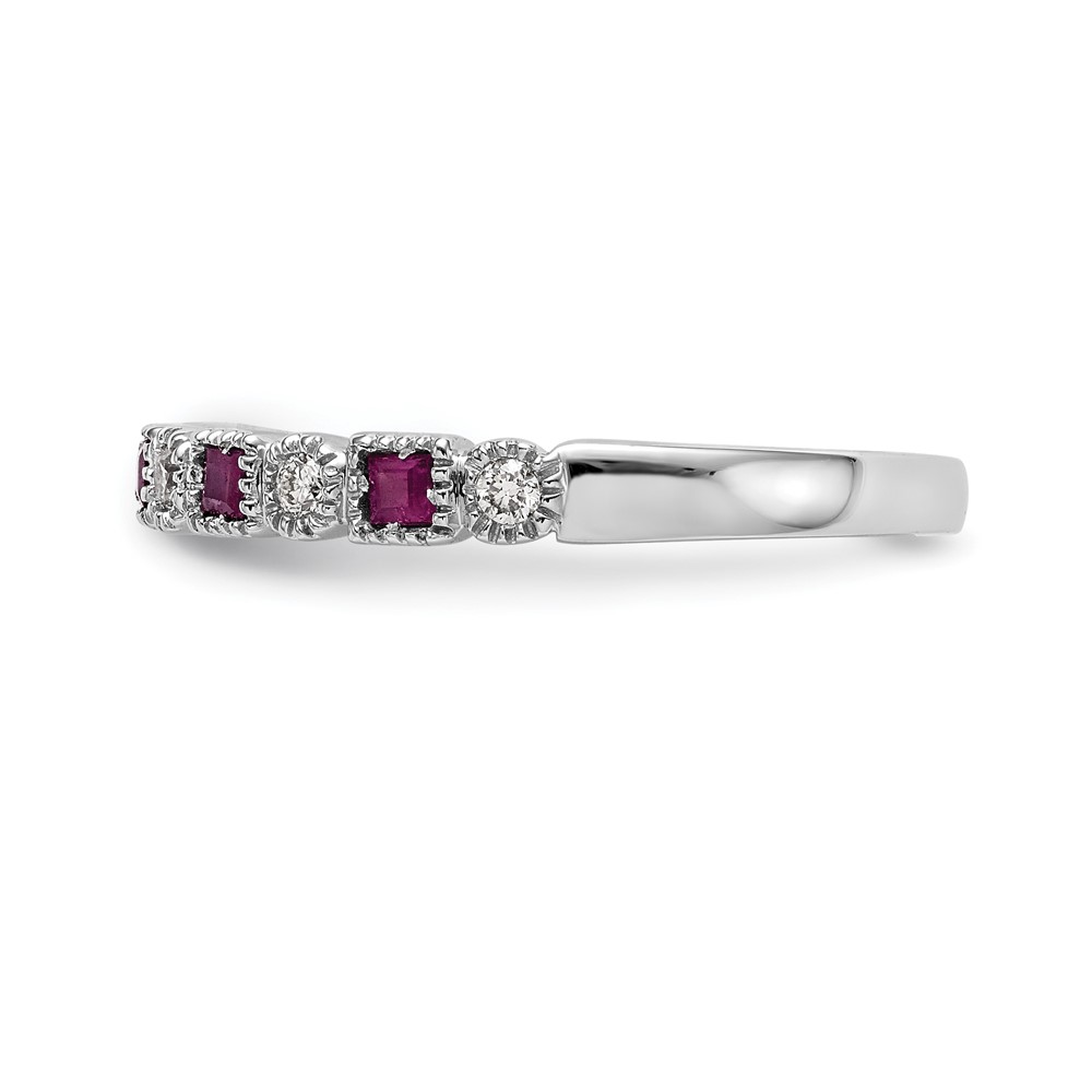 14k White Gold 1/10 carat Diamond and Ruby Complete Band (RM3450B-RU-010-WAA)