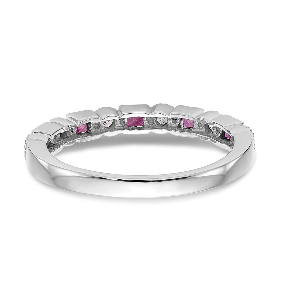 14k White Gold 1/10 carat Diamond and Ruby Complete Band (RM3450B-RU-010-WAA)