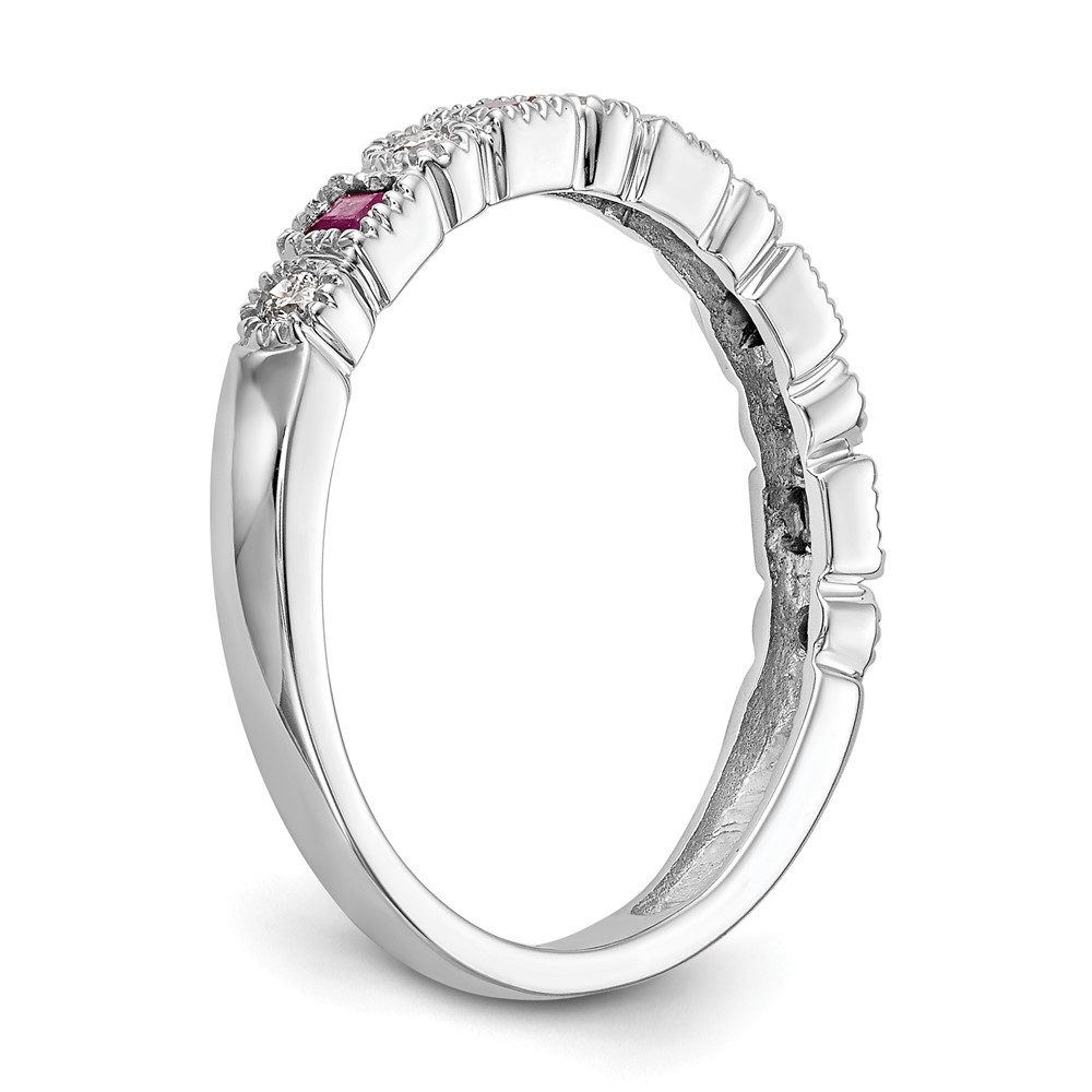 14k White Gold 1/10 carat Diamond and Ruby Complete Band (RM3450B-RU-010-WAA)