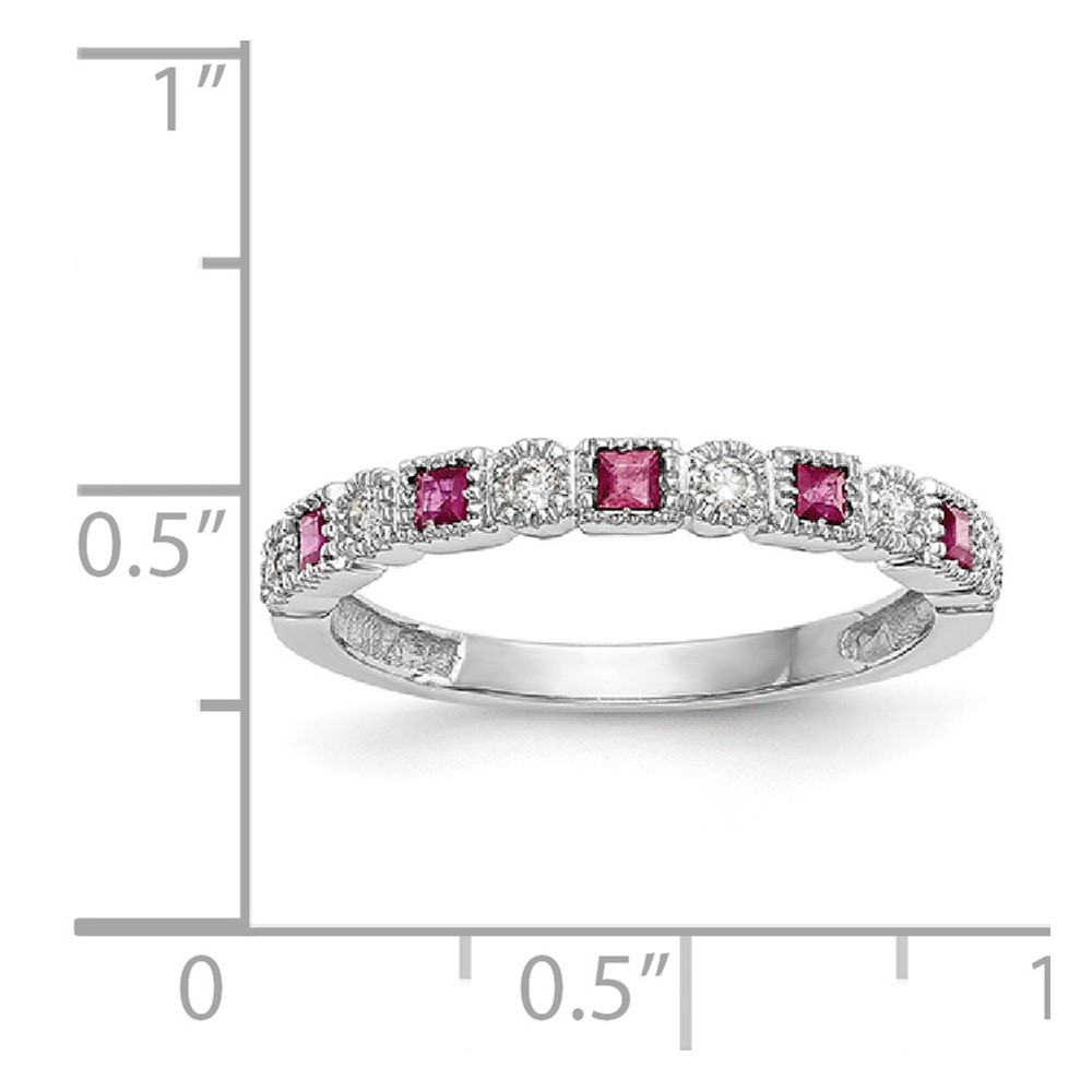 14k White Gold 1/10 carat Diamond and Ruby Complete Band (RM3450B-RU-010-WAA)