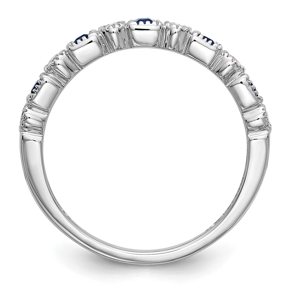 14k White Gold 1/10 carat Diamond and Blue Sapphire Complete Band (RM3450B-SA-010-WAA)