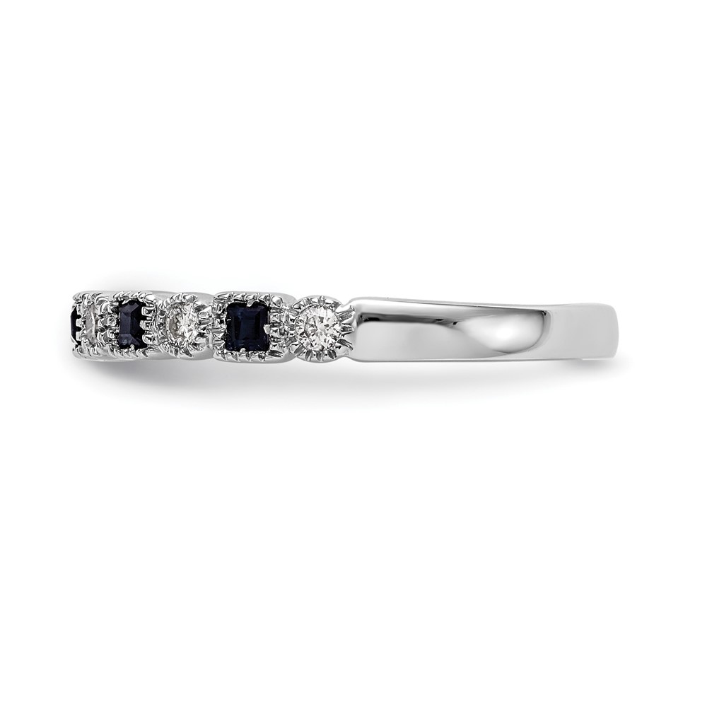 14k White Gold 1/10 carat Diamond and Blue Sapphire Complete Band (RM3450B-SA-010-WAA)