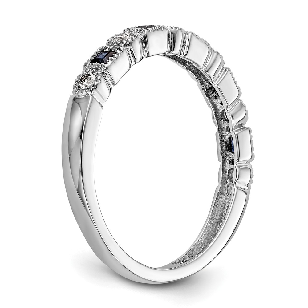 14k White Gold 1/10 carat Diamond and Blue Sapphire Complete Band (RM3450B-SA-010-WAA)