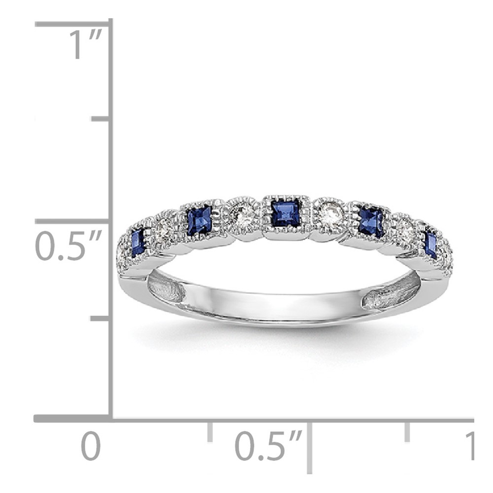 14k White Gold 1/10 carat Diamond and Blue Sapphire Complete Band (RM3450B-SA-010-WAA)