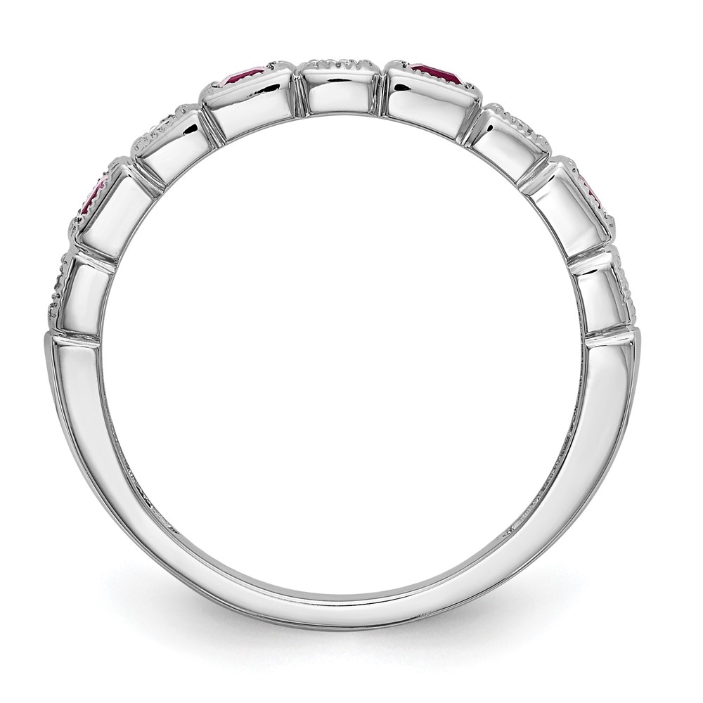 14k White Gold 1/10 carat Diamond and Ruby Complete Band (RM3451B-RU-010-WAA)