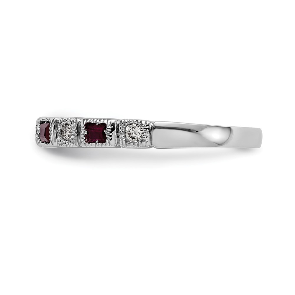 14k White Gold 1/10 carat Diamond and Ruby Complete Band (RM3451B-RU-010-WAA)