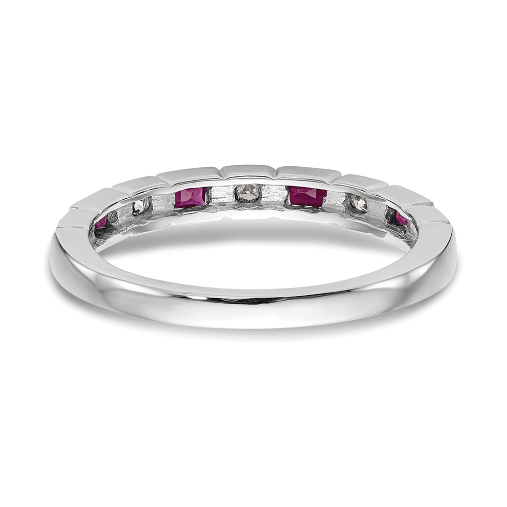 14k White Gold 1/10 carat Diamond and Ruby Complete Band (RM3451B-RU-010-WAA)