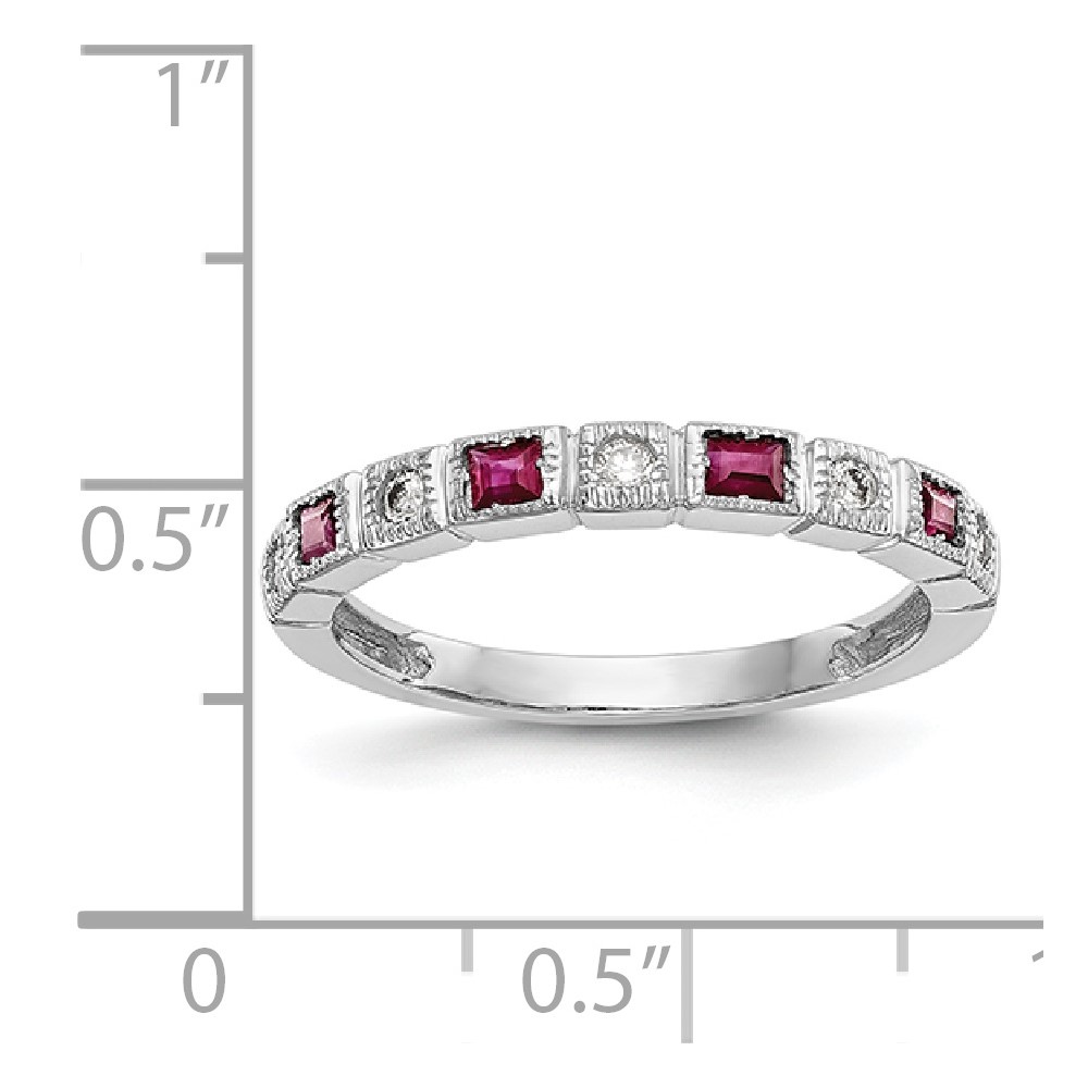 14k White Gold 1/10 carat Diamond and Ruby Complete Band (RM3451B-RU-010-WAA)