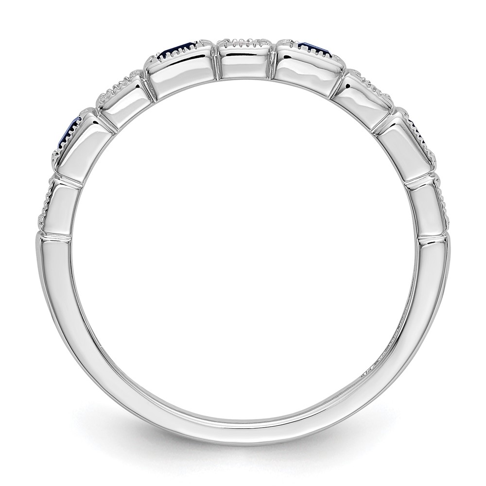 14k White Gold 1/10 carat Diamond and Blue Sapphire Complete Band (RM3451B-SA-010-WAA)