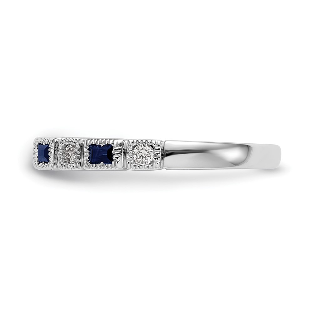 14k White Gold 1/10 carat Diamond and Blue Sapphire Complete Band (RM3451B-SA-010-WAA)