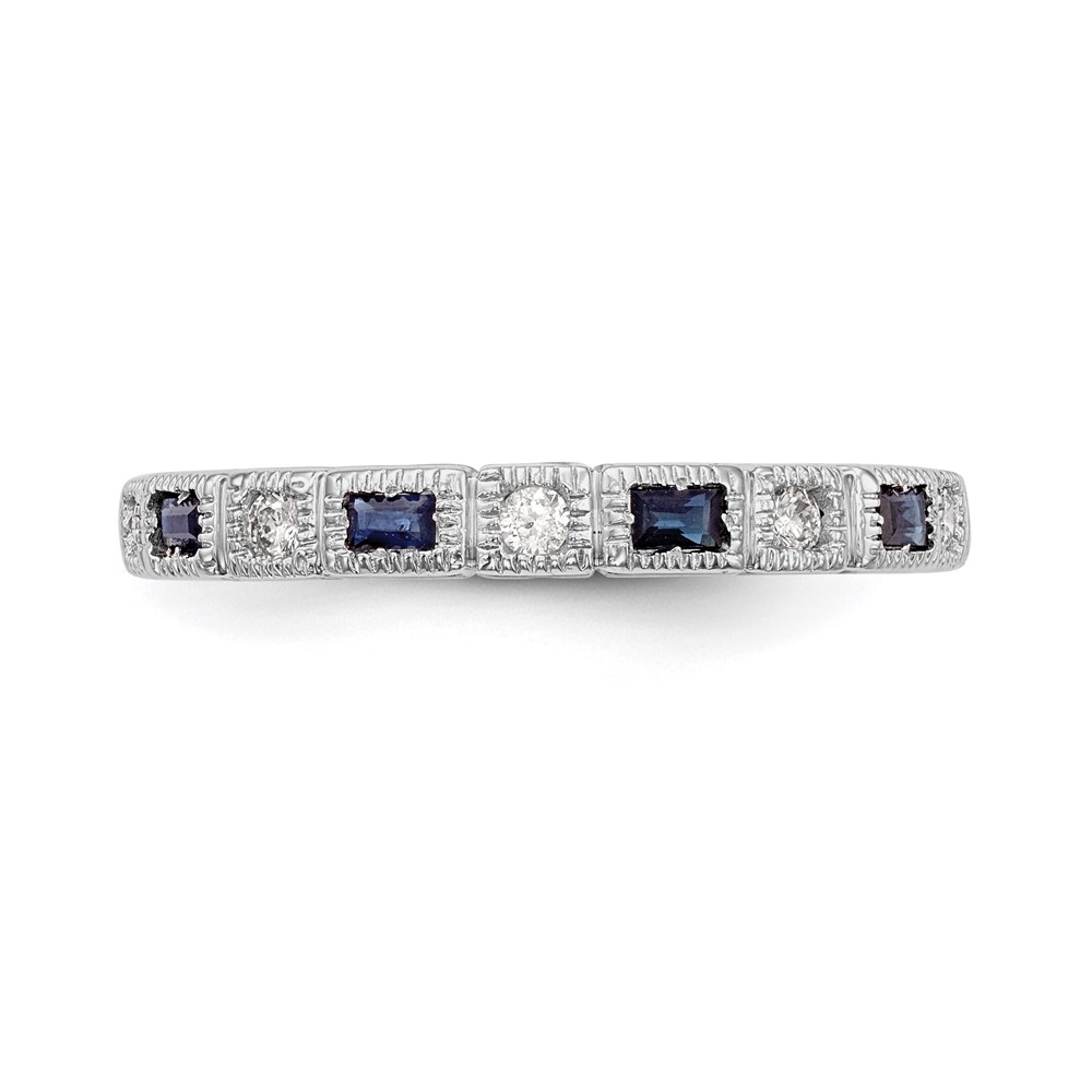 14k White Gold 1/10 carat Diamond and Blue Sapphire Complete Band (RM3451B-SA-010-WAA)