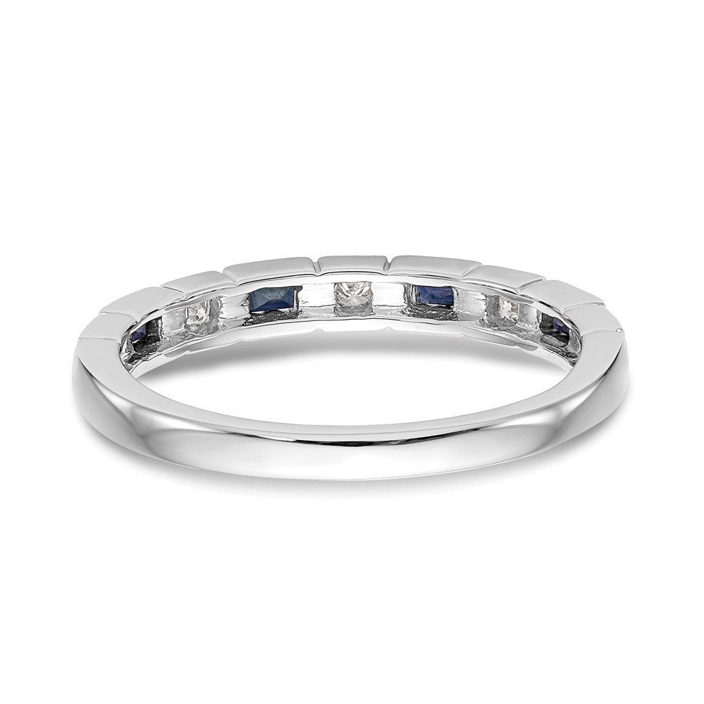 14k White Gold 1/10 carat Diamond and Blue Sapphire Complete Band (RM3451B-SA-010-WAA)