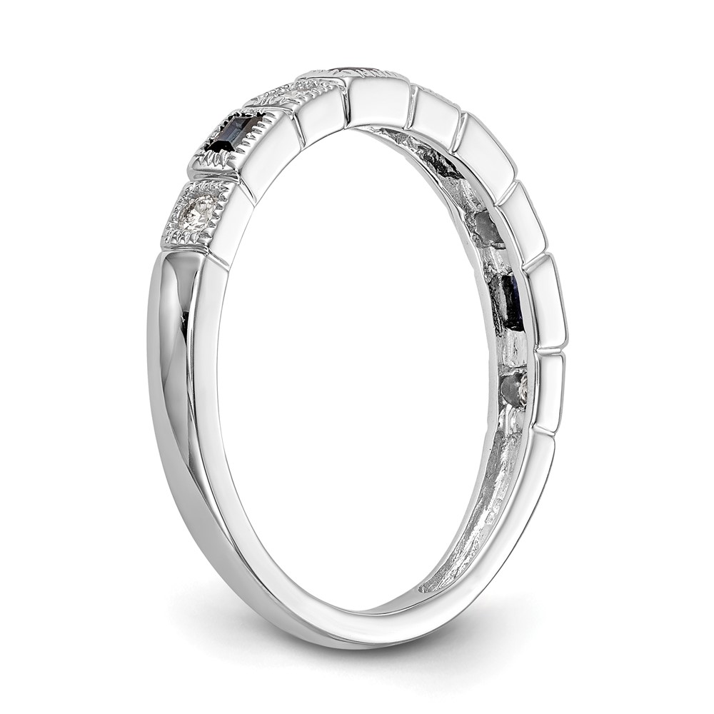 14k White Gold 1/10 carat Diamond and Blue Sapphire Complete Band (RM3451B-SA-010-WAA)