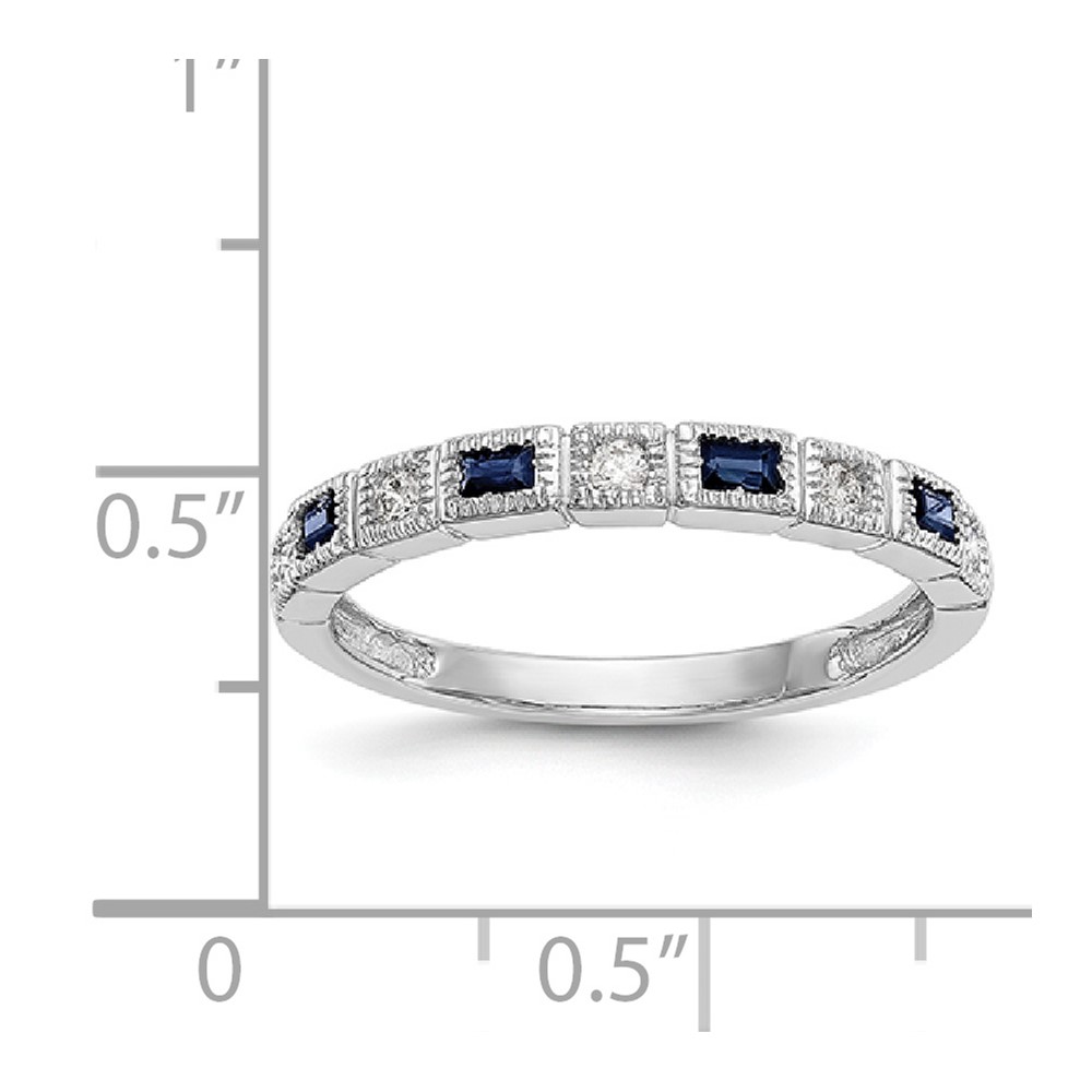 14k White Gold 1/10 carat Diamond and Blue Sapphire Complete Band (RM3451B-SA-010-WAA)