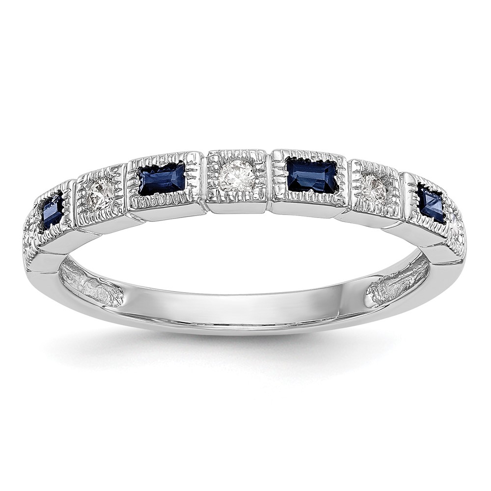 14k White Gold 1/10 carat Diamond and Blue Sapphire Complete Band (RM3451B-SA-010-WAA)