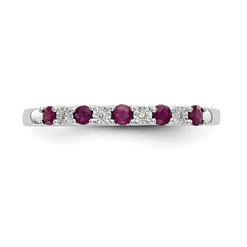 14k White Gold .01 carat Diamond and Ruby Complete Band (RM3452B-RU-001-WAA)