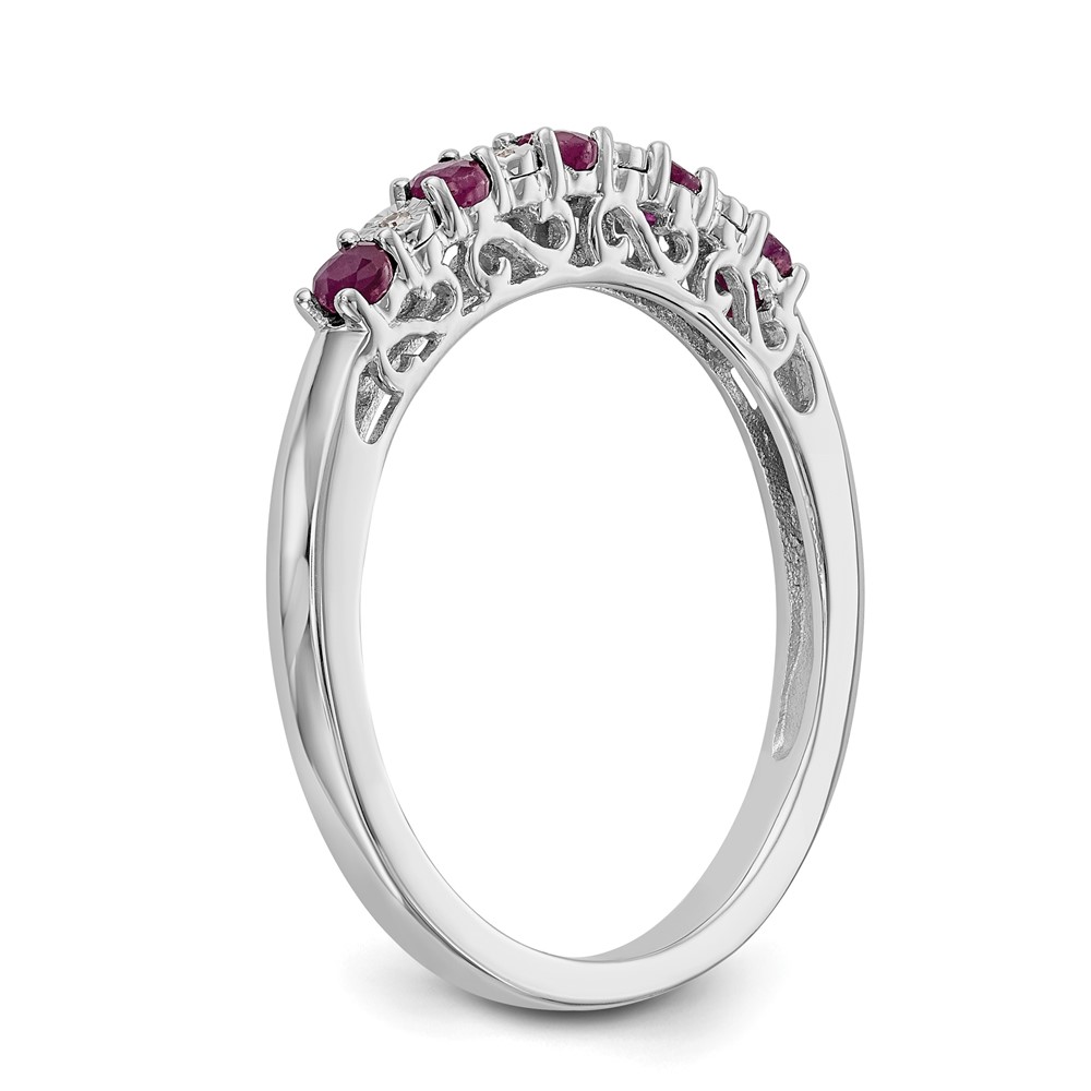 14k White Gold .01 carat Diamond and Ruby Complete Band (RM3452B-RU-001-WAA)