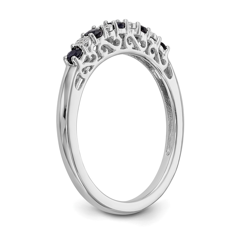 14k White Gold .01 carat Diamond and Blue Sapphire Complete Band (RM3452B-SA-001-WAA)
