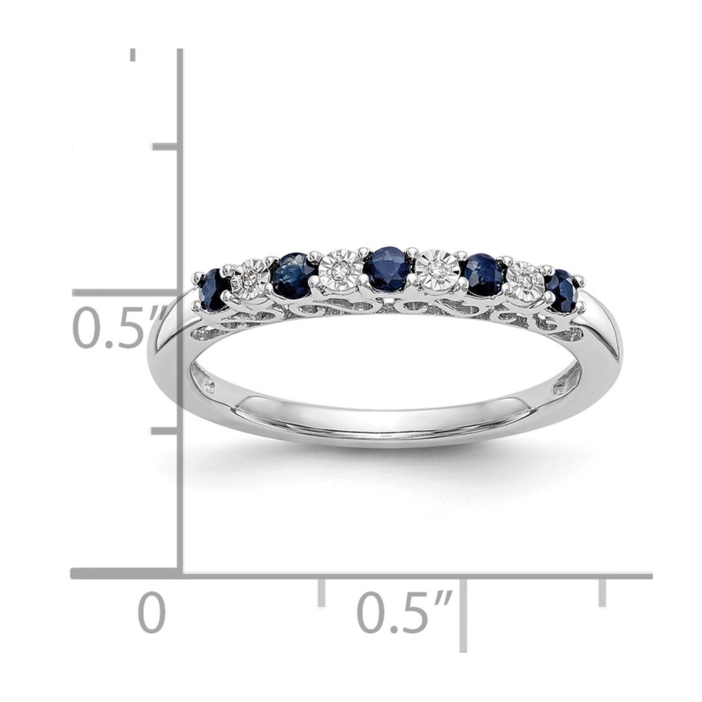 14k White Gold .01 carat Diamond and Blue Sapphire Complete Band (RM3452B-SA-001-WAA)
