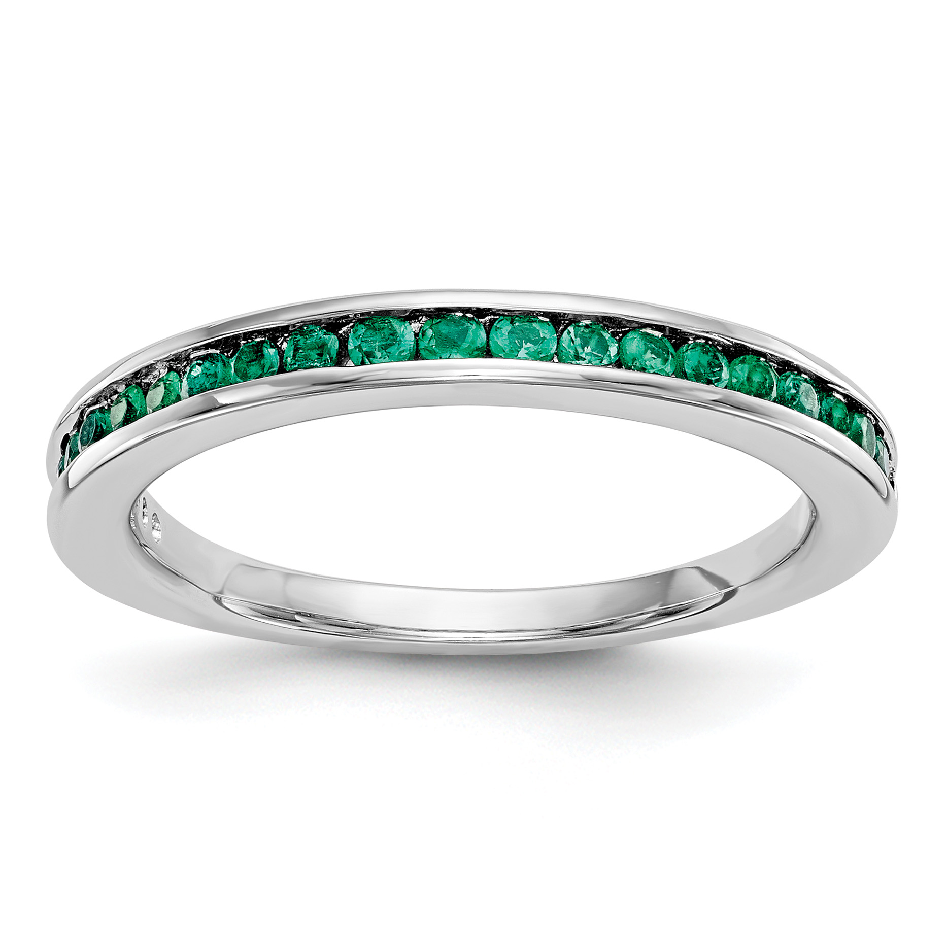 14k White Gold Emerald Complete Channel Band (RM3453B-EM-W)