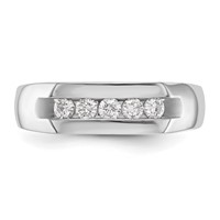 True Origin 14K White Gold Men's 0.33 Carat Lab Grown Diamond VS+ F+ Complete Channel Five Stone Band view 4