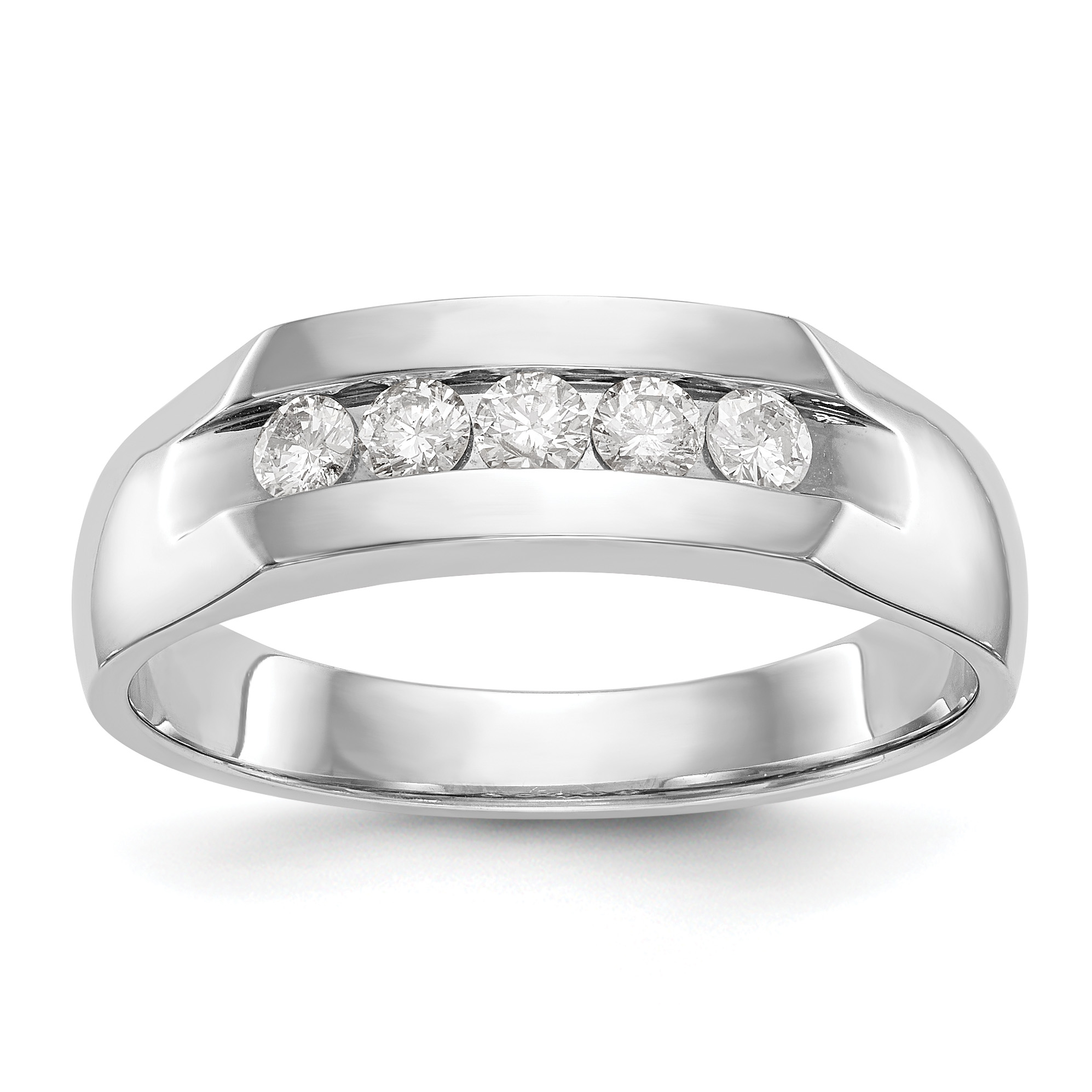 True Origin 14k White Gold Men's 1/3 carat Lab Grown Diamond VS DEF Five Stone Channel Band (RM3461B-035-WLD)